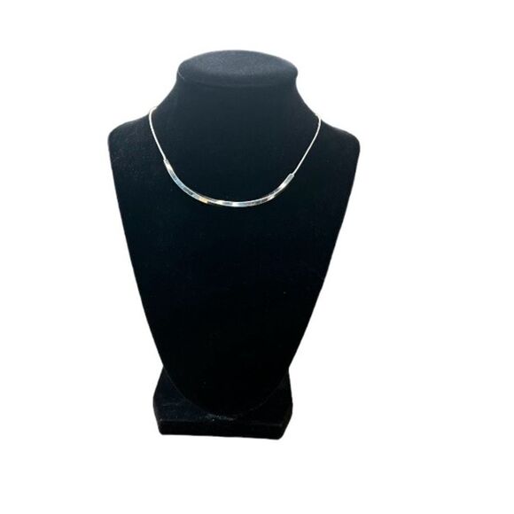Silver Bar Chain Choker Necklace - Picture 2 of 6